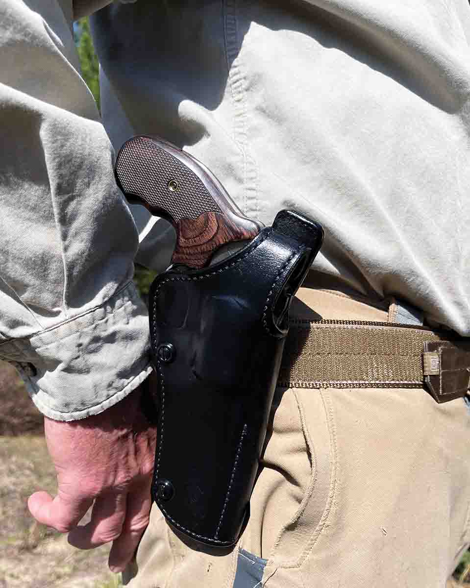 Patrick carried the Kimber K6s DASA Combat on his hip while checking backcountry Idaho bear baits. The 357 Magnum revolver is compact enough to not get in the way or weigh you down, but powerful enough to offer serious backup when needed.